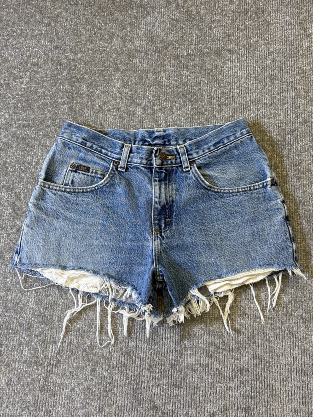 Vintage Lee Jean Shorts Womens Size 30 Blue Denim Cutoffs